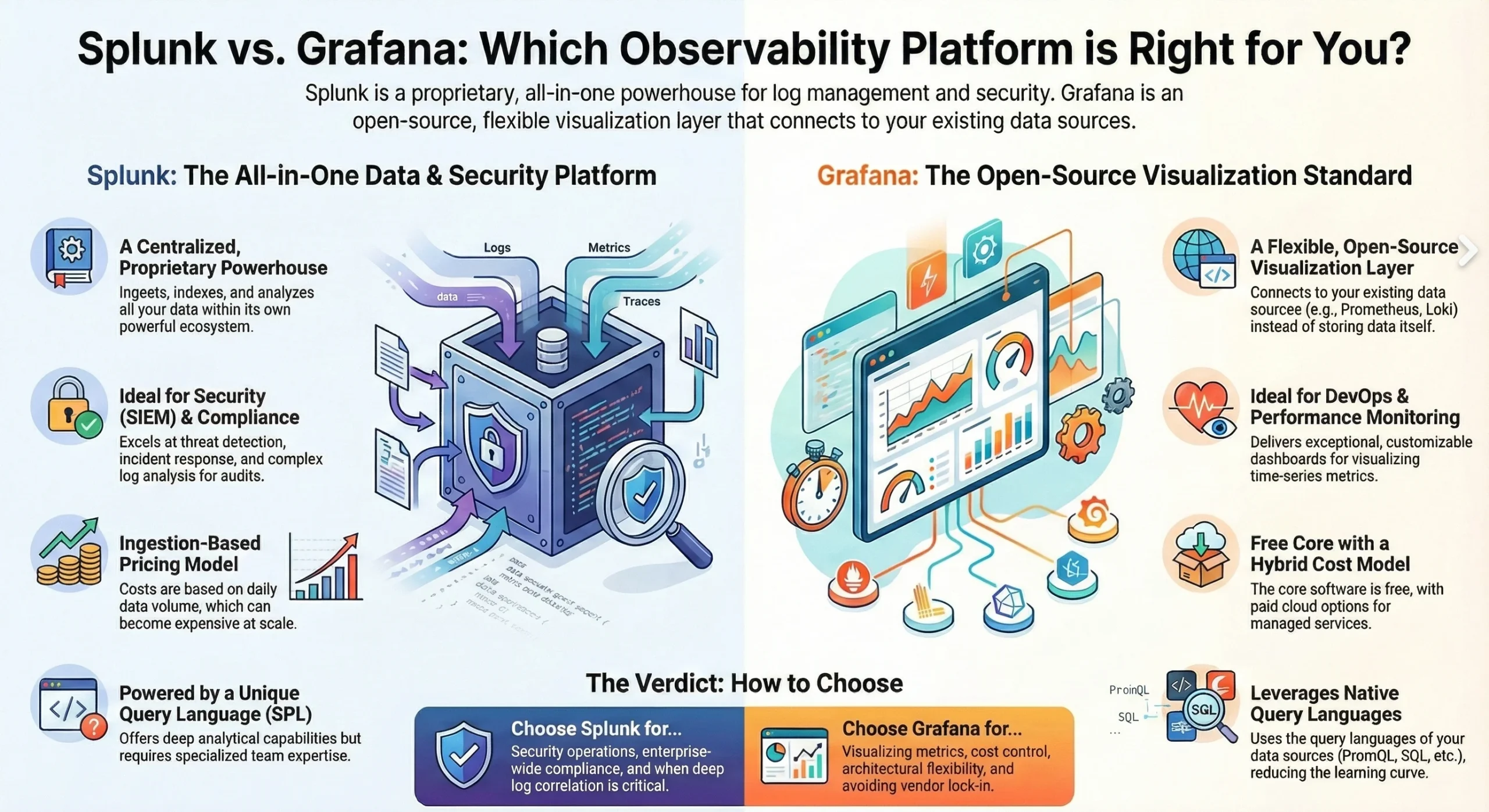 Splunk vs. Grafana 2026: Comprehensive Comparison of Observability, Log Management, and Cost