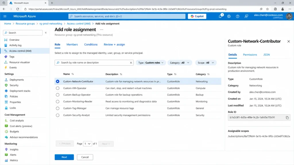 AZ-104 Practice Tests, Labs & Hands-On Practice 2026 1 Step-by-step view of assigning a custom Azure role scoped specifically to a resource group in the Entra ID / Azure RBAC portal. Perfect reference for least-privilege access control.