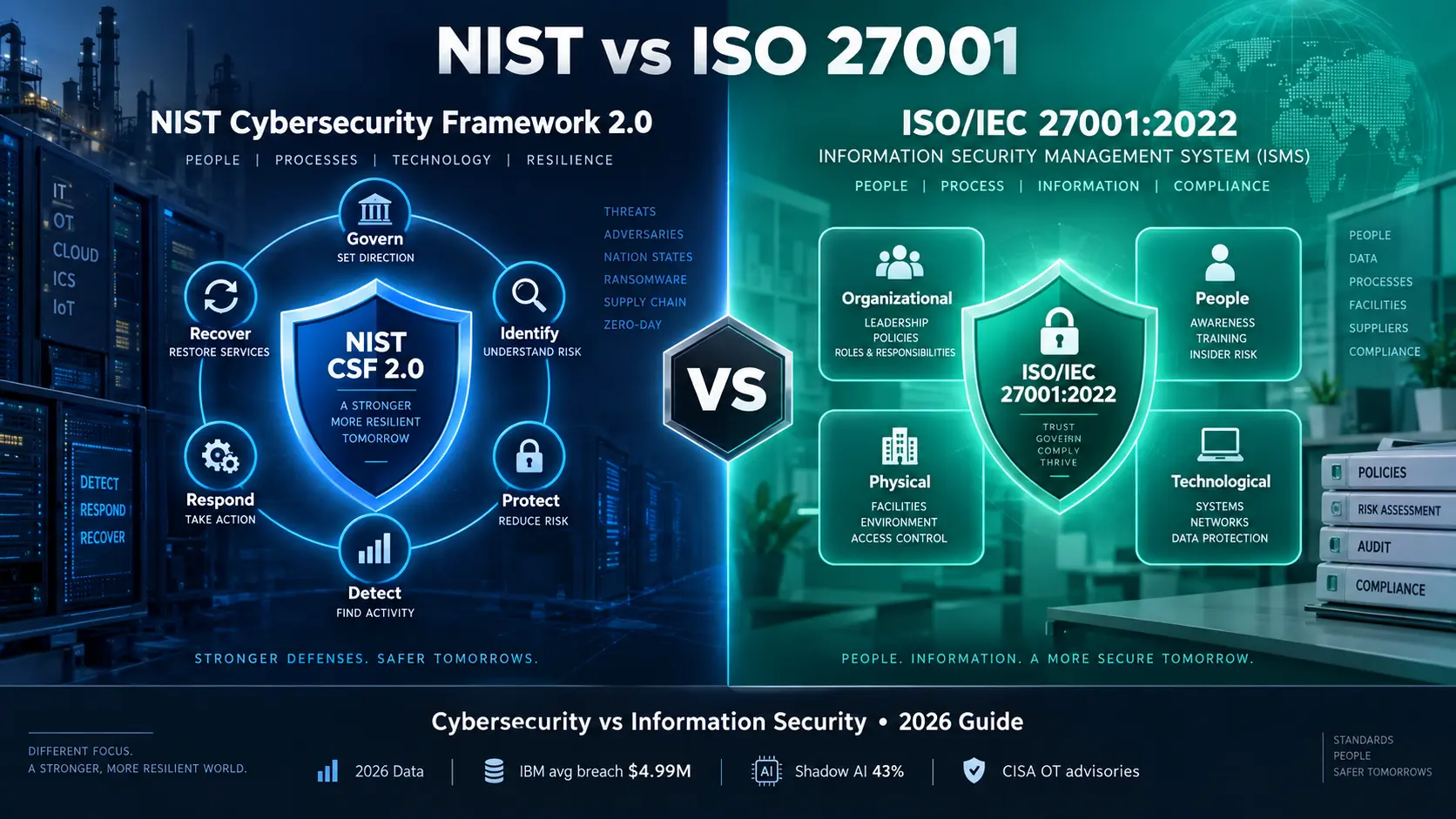 Cybersecurity vs Information Security NIST vs ISO Standards Explained Cybersecurity vs Information Security: NIST vs ISO Standards Explained